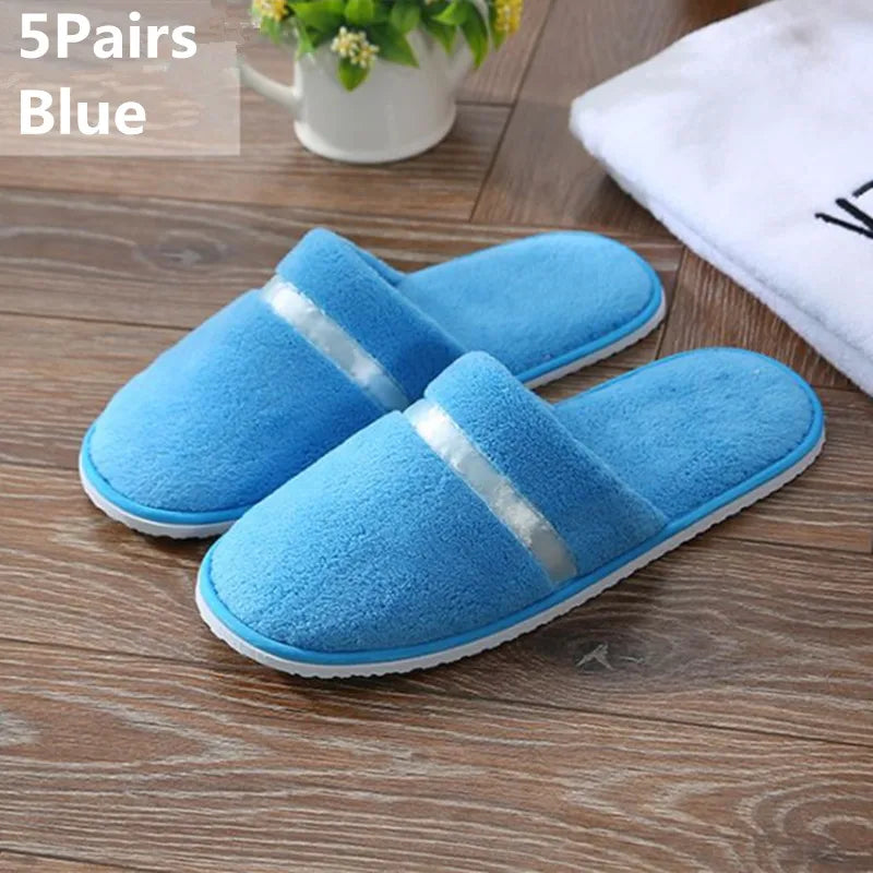 5 Pairs of a Dozen Slippers Men Women Hotel Disposable Slippers Hospitality Travel Comfortable High-Quality Slides Sandals