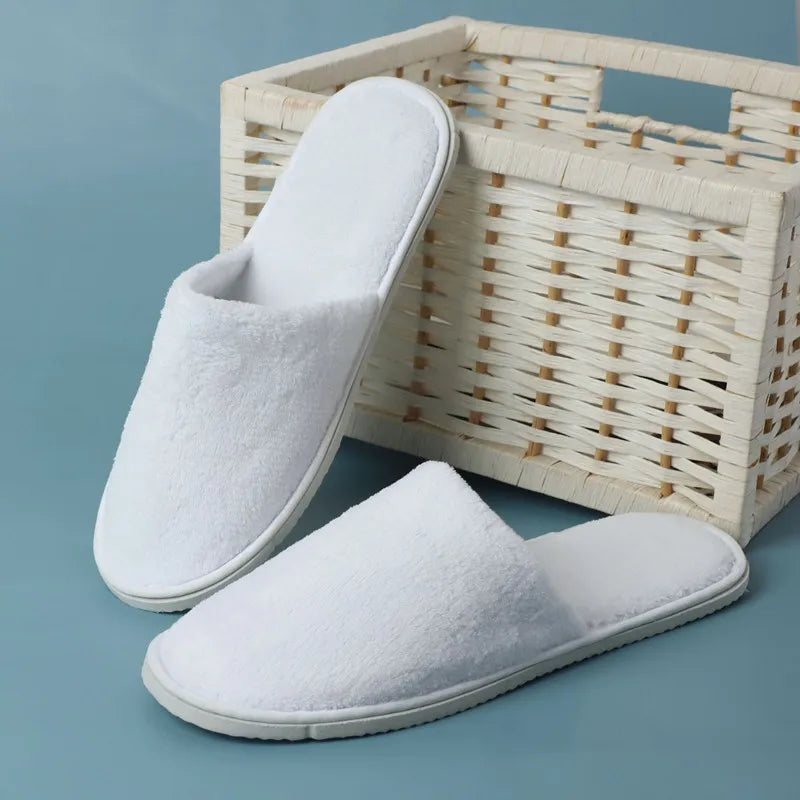 4 Pairs/Lot Mix Colors Coral fleece Men Women Cheap Disposable Hotel Slippers Cotton Slides Home Travel SPA Slipper Hospitality