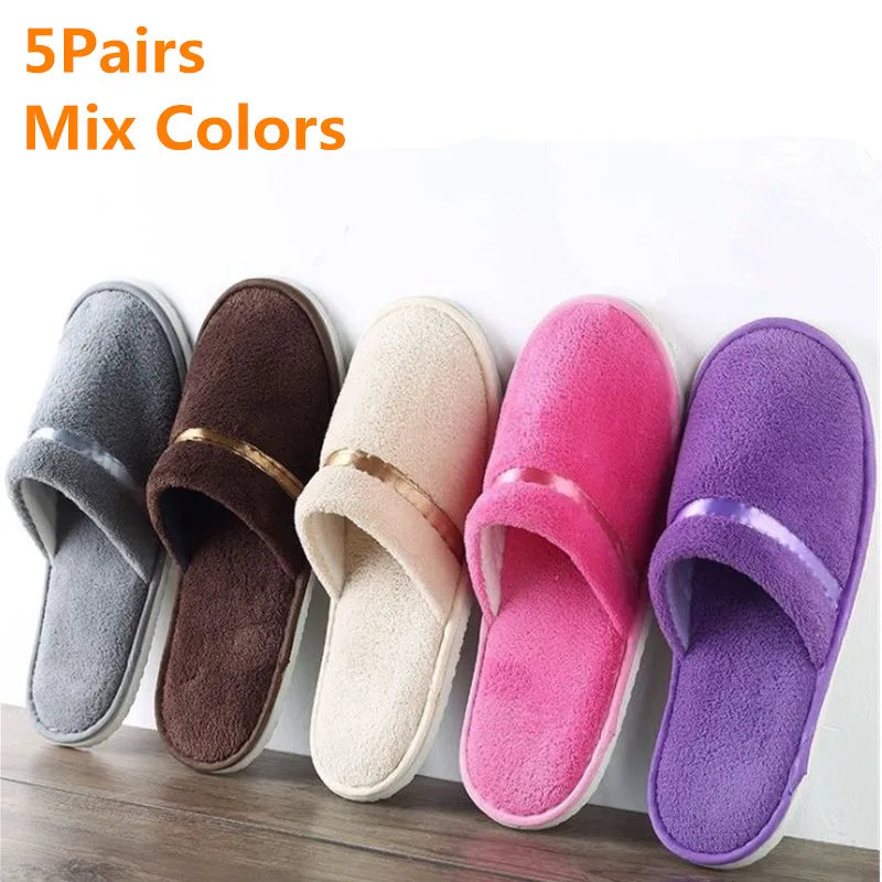 5 Pairs of a Dozen Slippers Men Women Hotel Disposable Slippers Hospitality Travel Comfortable High-Quality Slides Sandals