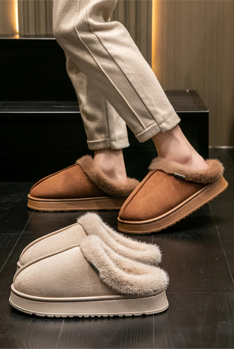 Autumn and Winter Slippers Women's Indoor Home Comfortable Fashion All-match Plush Warm Slippers Unisex Home Shoes for Winter