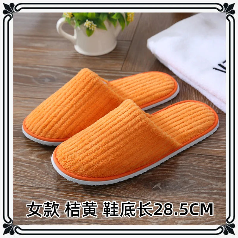 5Pairs/Lot Men Women Disposable Hotel Guest Slippers Cotton Slides Home Travel SPA Slipper Hospitality Cheap Indoor Slip-on