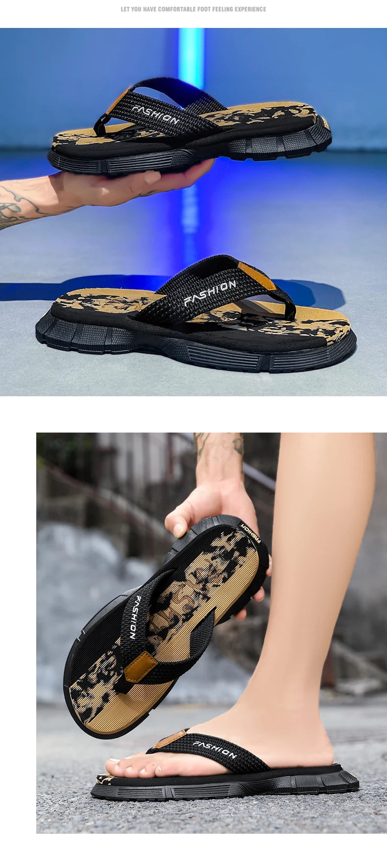 Casual Flip Flops For Men Slippers Beach Sandals Summer Non-Slip Flat Slides Men Slippers Indoor House Shoes Man Male Slipper