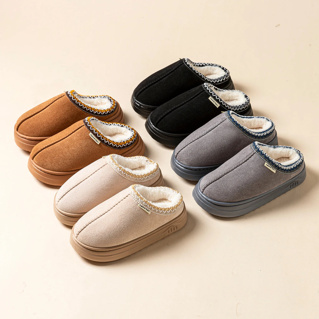 Winter Fashion Simple Fuzzy Home Lady's Shoes Warm Couples Indoor Leisure Soft Sole Women's Slippers Non-slip Fuzzy Bedroom