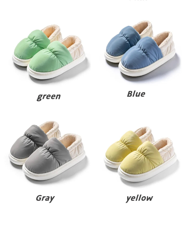 Ladies Heel Coverage Fleece Slippers Down-proof Fabric Shoes Non-Slip Winter House Shoes with Soft Sole for Home and Outdoor Use