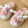 Women's Slippers with Spotted Cow Hair and Indoor Slippers, Warm and Thick-Soled Plush for Autumn and Winter