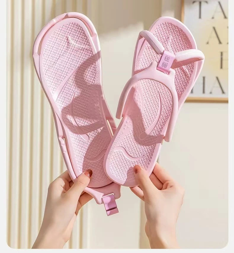 Foldable Travel Slippers Unisex EVA Flip Flops Hotel Non Slip Women Men Bathroom Indoor Slides Portable Lightweight Comfortable