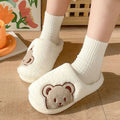 Women's Winter Slippers New Cartoon Teddy Bear Home Thick-Soled Indoor Plush Slippers