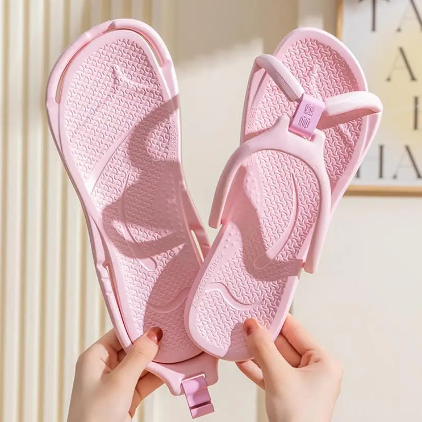 Foldable Travel Slippers Unisex EVA Flip Flops Hotel Non Slip Women Men Bathroom Indoor Slides Portable Lightweight Comfortable