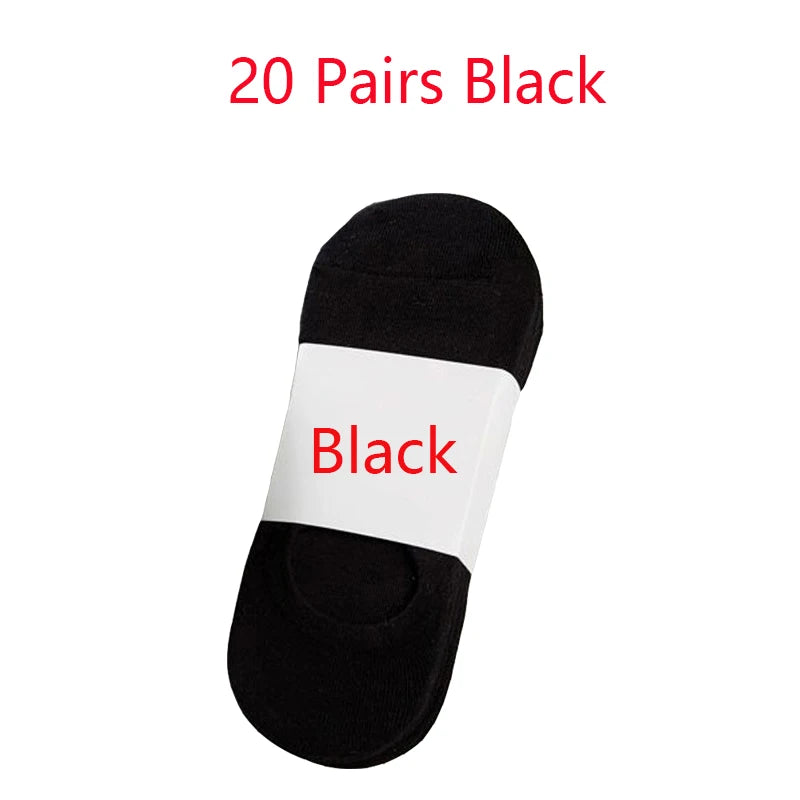 5/10/20 Pairs Summer Boat Socks For Men Non-slip Silicone Invisible Cotton Socks Breathable No-Show Slippers Sport Ankle Socks