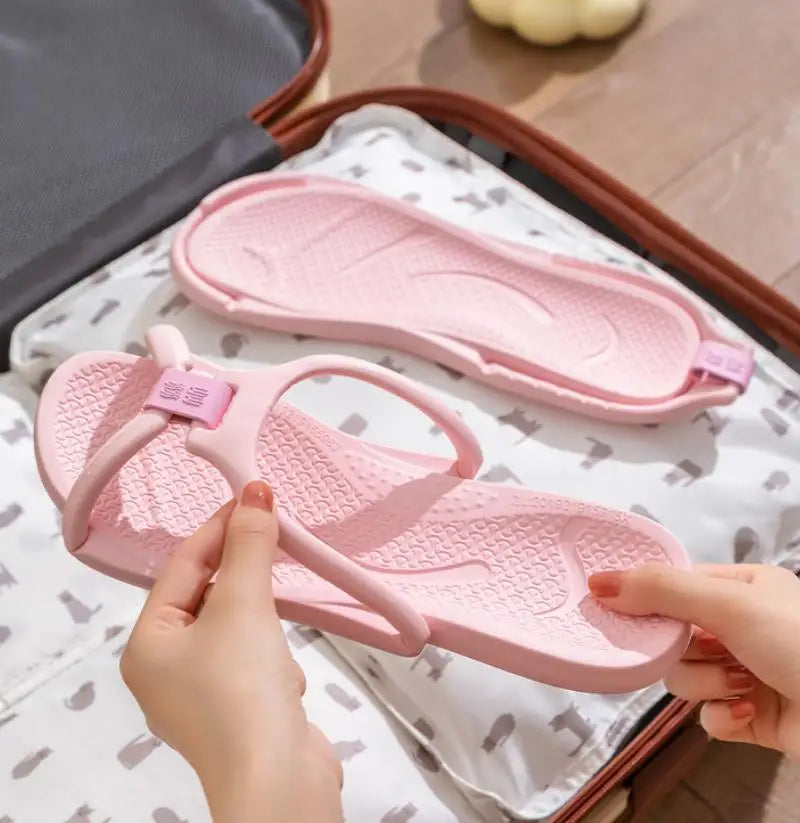 Foldable Travel Slippers Unisex EVA Flip Flops Hotel Non Slip Women Men Bathroom Indoor Slides Portable Lightweight Comfortable