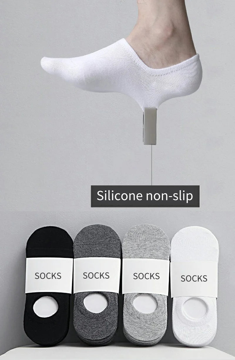5/10/20 Pairs Summer Boat Socks For Men Non-slip Silicone Invisible Cotton Socks Breathable No-Show Slippers Sport Ankle Socks