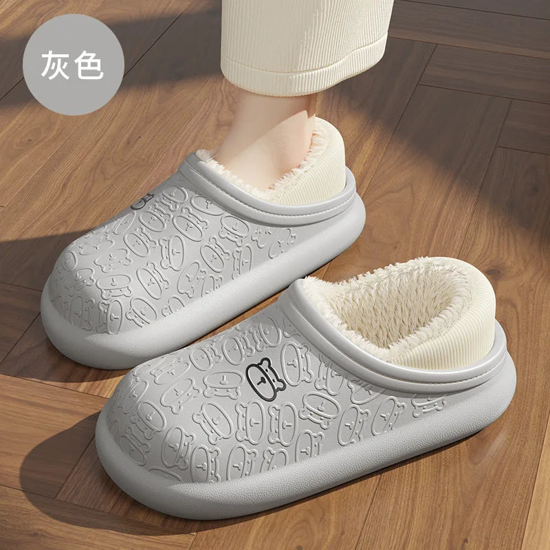 Waterproof Winter Slippers for Women & Men - Non-Slip Plush Scuff Shoes, Thick Sole Indoor/Outdoor Slides for Shower & Home