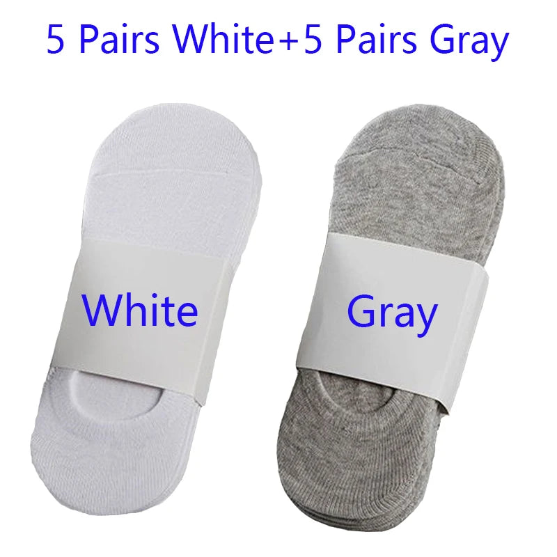 5/10/20 Pairs Summer Boat Socks For Men Non-slip Silicone Invisible Cotton Socks Breathable No-Show Slippers Sport Ankle Socks