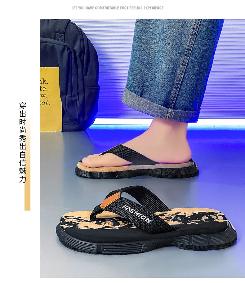 Casual Flip Flops For Men Slippers Beach Sandals Summer Non-Slip Flat Slides Men Slippers Indoor House Shoes Man Male Slipper