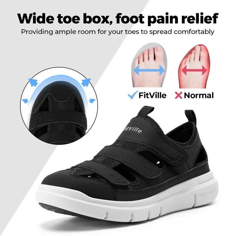 FitVille Men's Sandals Widened Diabetes Shoes Mens Casual Shoes Lightweight for Plantar Fasciitis Arch support Relief Pain