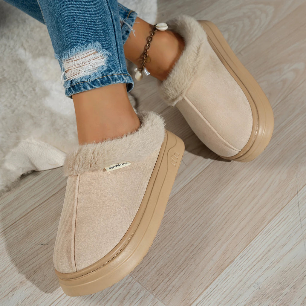 Outdoor Casual Fashion Simple Winter Home Women's Slipper Boots Fuzzy Soft Warm Indoor Anti-slip Comfy Bedroom Couples Shoes