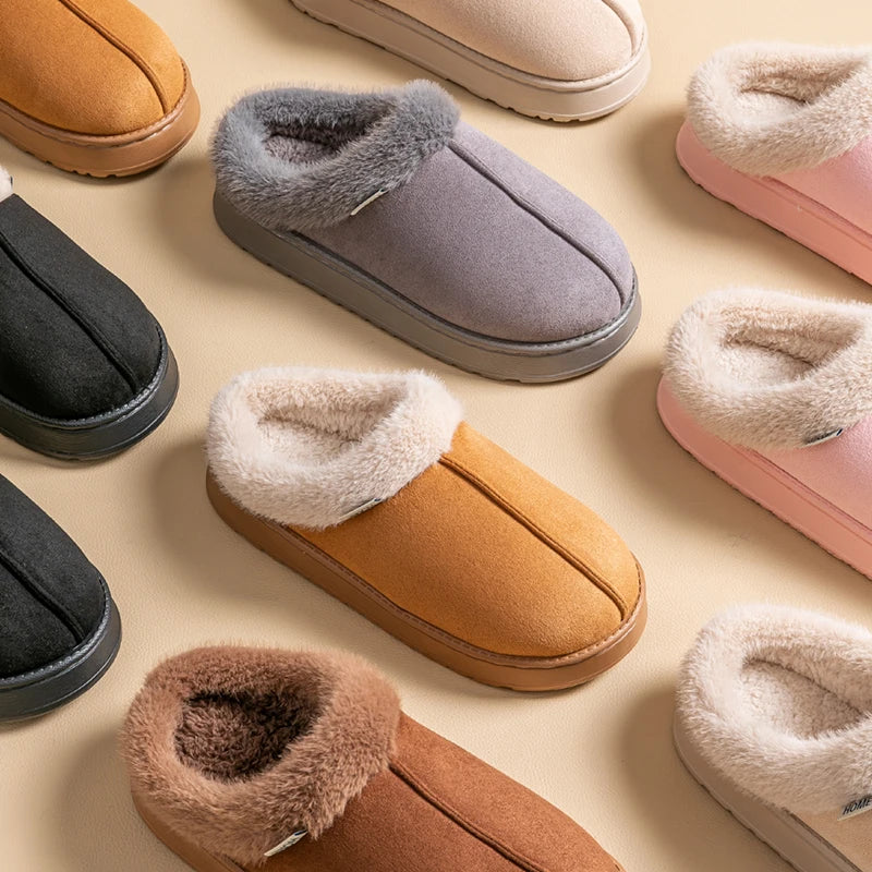 Autumn and Winter Slippers Women's Indoor Home Comfortable Fashion All-match Plush Warm Slippers Unisex Home Shoes for Winter