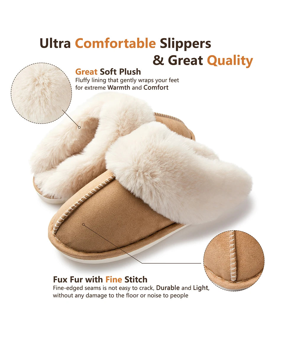 Women's Plush Warm Home Flat Shoes Soft And Comfortable Autumn Winter Cotton Shoes Indoor Plush Couple Slippers