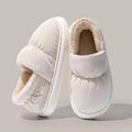 Ladies Heel Coverage Fleece Slippers Down-proof Fabric Shoes Non-Slip Winter House Shoes with Soft Sole for Home and Outdoor Use