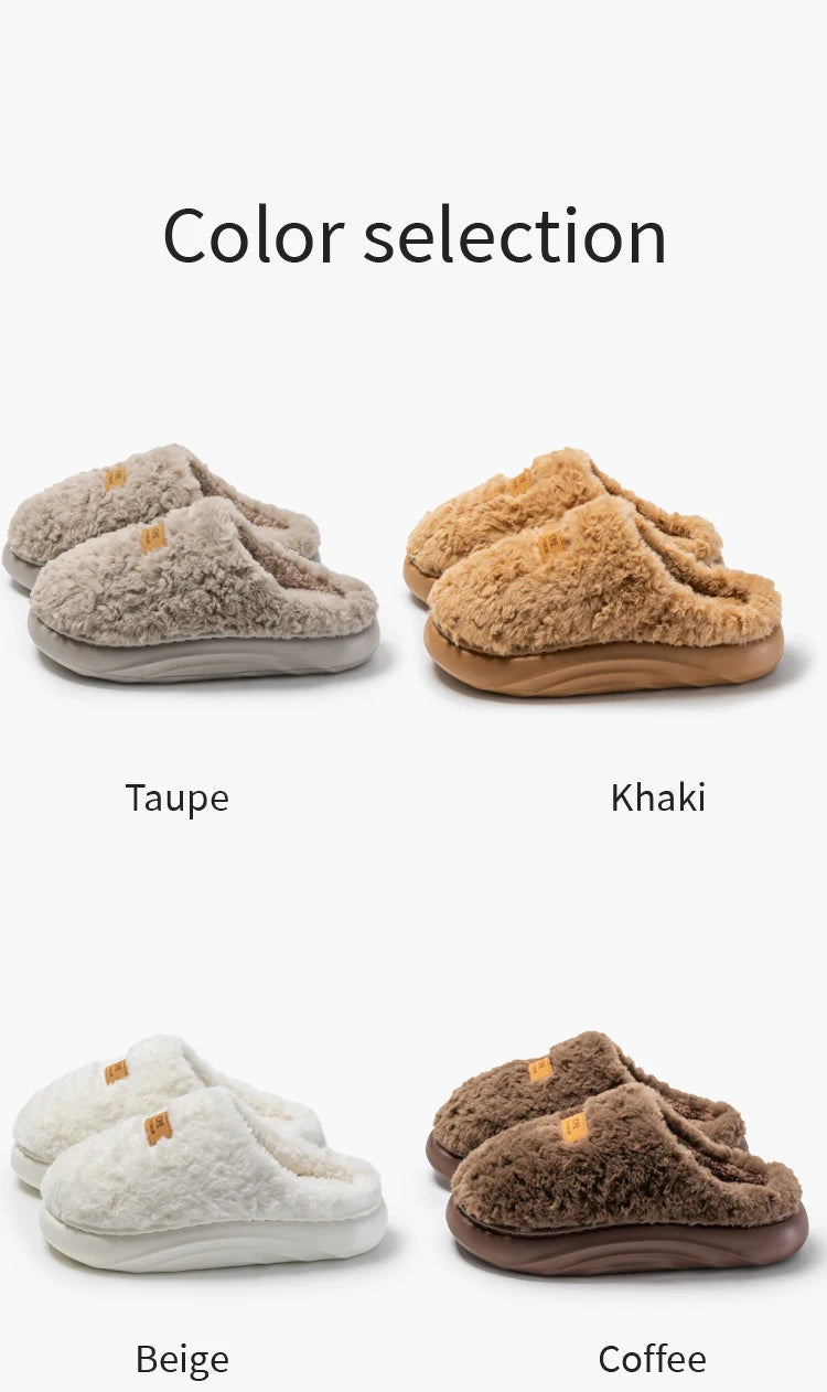 Women's Winter Slippers Indoor Non-Slip, Fleece Lined Warm House Shoes with Thick Soft Sole, Cozy Couples Faux Fur Slides