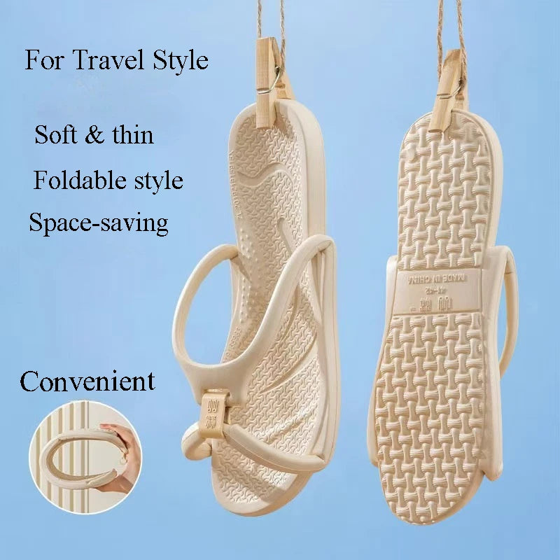 Foldable Travel Slippers Unisex EVA Flip Flops Hotel Non Slip Women Men Bathroom Indoor Slides Portable Lightweight Comfortable