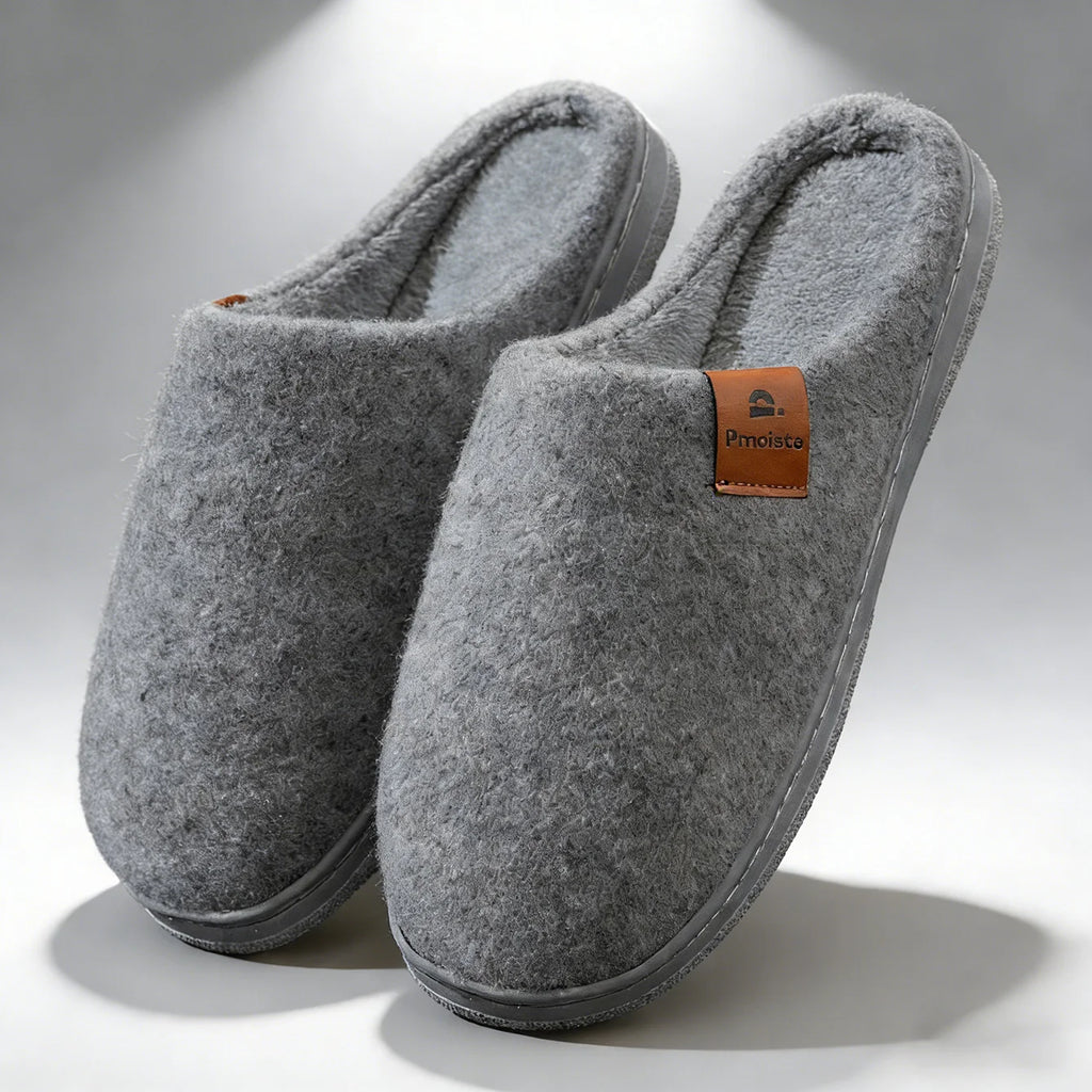 Winter Men Felt Platform  House Slippers Ultra Warm Cushion   Cozy Living Non-Slip TPR Outdoor Indoor House