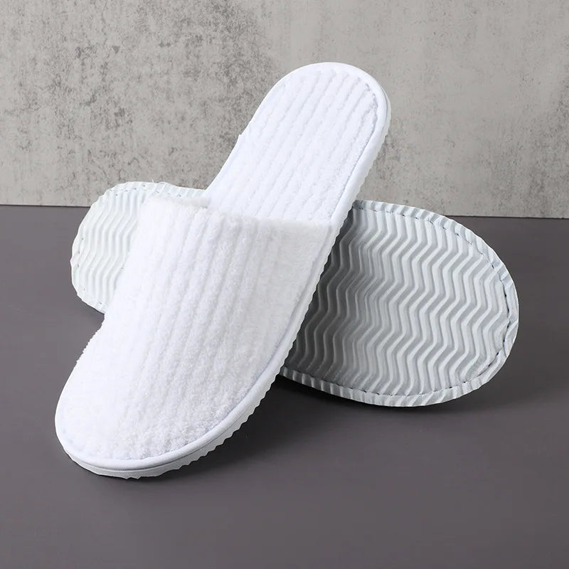 5Pairs/Lot Men Women Disposable Hotel Guest Slippers Cotton Slides Home Travel SPA Slipper Hospitality Cheap Indoor Slip-on