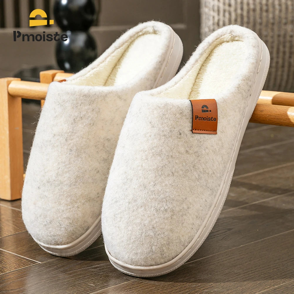 Winter Men Felt Platform  House Slippers Ultra Warm Cushion   Cozy Living Non-Slip TPR Outdoor Indoor House
