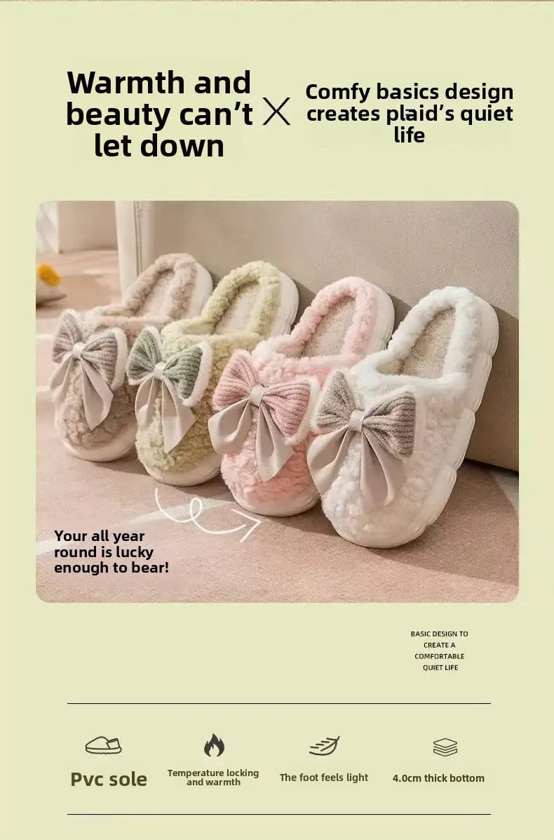 Women's thick-soled plush slippers for indoor outdoor use, non-slip warm fuzzy house shoes with soft fleece, slippers daily wear