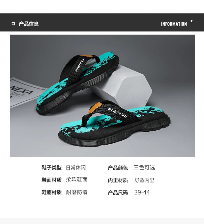 Casual Flip Flops For Men Slippers Beach Sandals Summer Non-Slip Flat Slides Men Slippers Indoor House Shoes Man Male Slipper