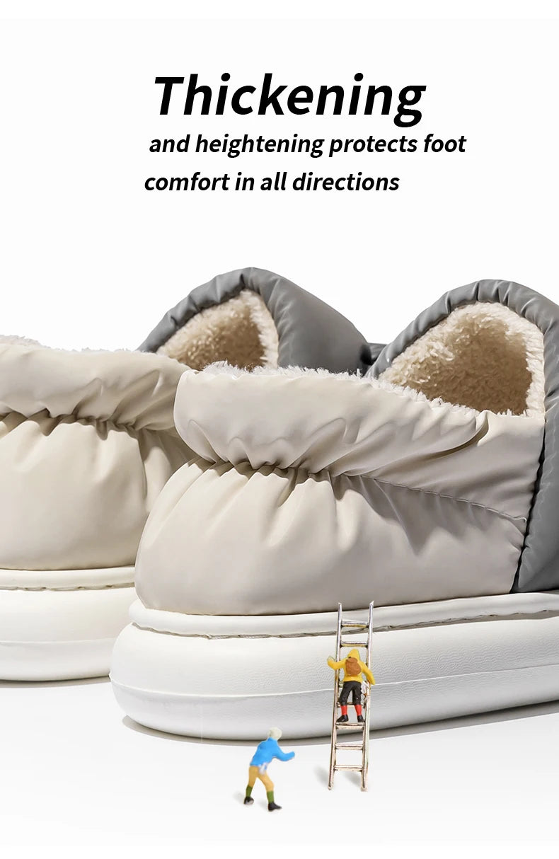 Ladies Heel Coverage Fleece Slippers Down-proof Fabric Shoes Non-Slip Winter House Shoes with Soft Sole for Home and Outdoor Use