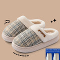 Women's Winter Warm Fur Slippers Stripe House Non Slip Shoes Comfort Flat Heel Home Indoor Bedroom Casual Plush Men Slippers