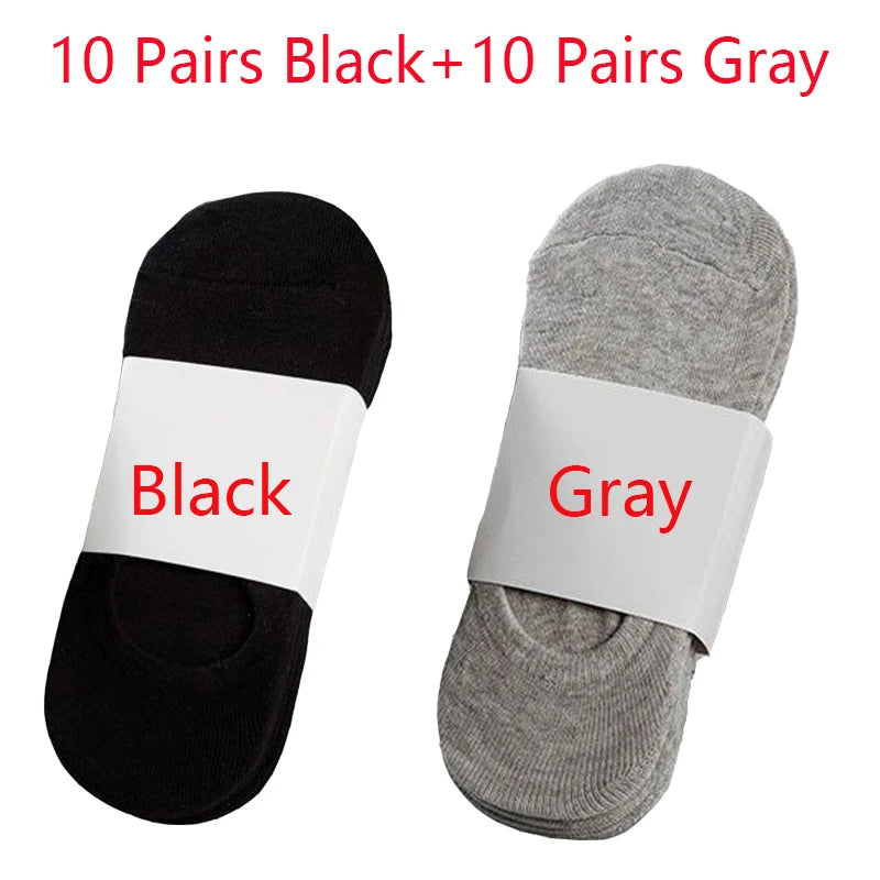 5/10/20 Pairs Summer Boat Socks For Men Non-slip Silicone Invisible Cotton Socks Breathable No-Show Slippers Sport Ankle Socks