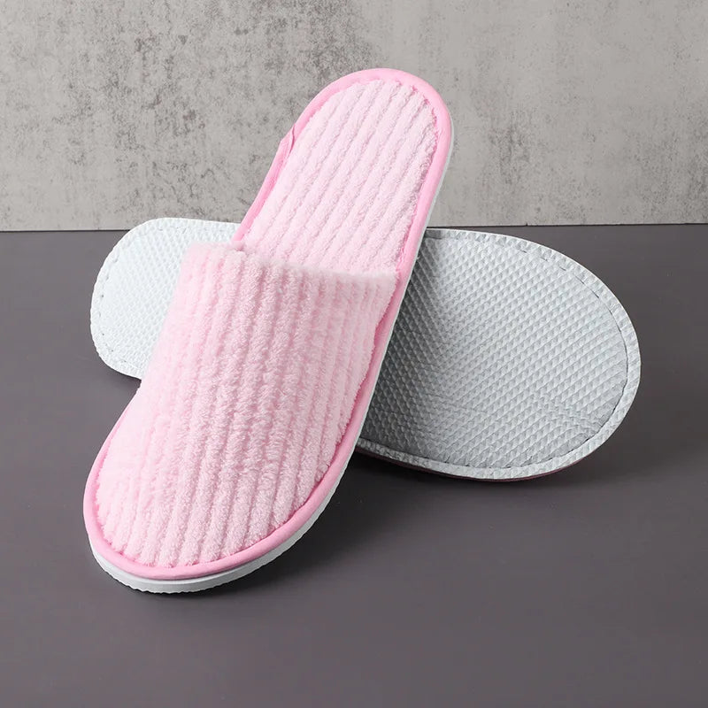 5Pairs/Lot Men Women Disposable Hotel Guest Slippers Cotton Slides Home Travel SPA Slipper Hospitality Cheap Indoor Slip-on