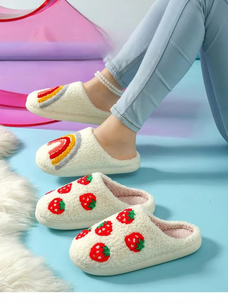 Women's Winter High-End Cotton Slippers, Women's Indoor Home Plush Warm Maternity Slippers, Couple Slippers with Added Fleece for Men in Autumn and Winter