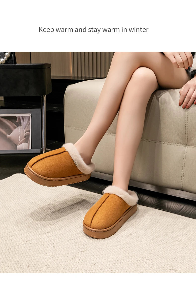 Autumn and Winter Slippers Women's Indoor Home Comfortable Fashion All-match Plush Warm Slippers Unisex Home Shoes for Winter