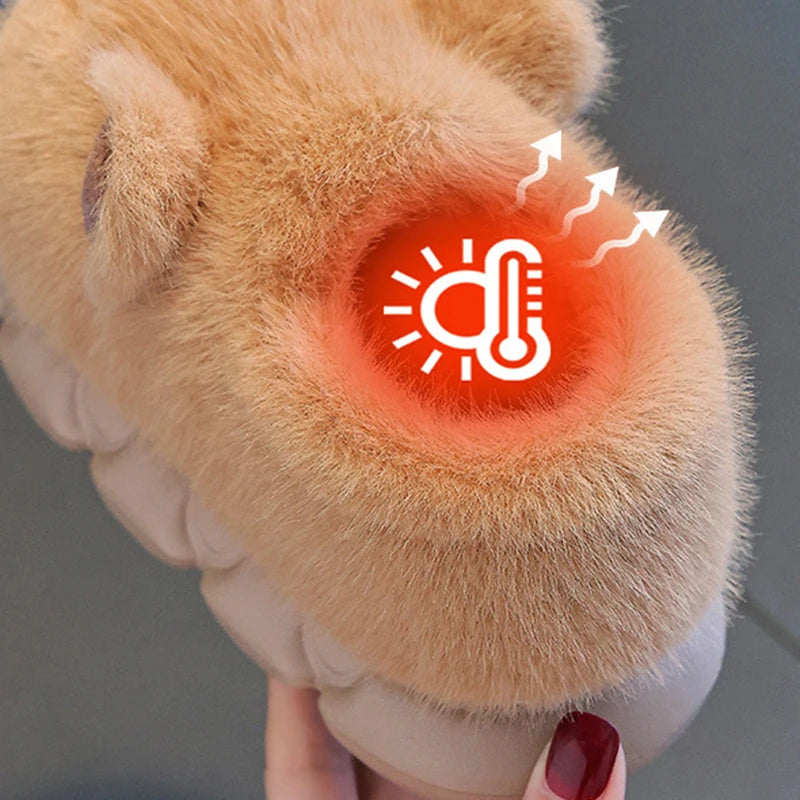 Capybara Children's Winter Cotton Slippers New Boys Girls Cartoon House Slippers Non Slip Comfortable Soft Sole Plush Slippers