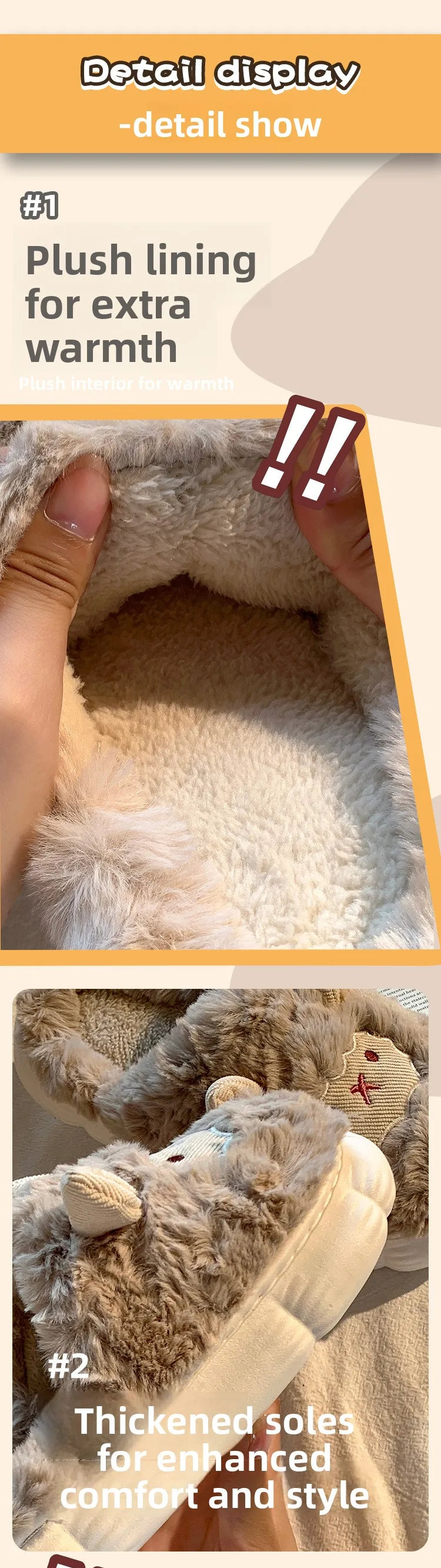 Women's Cute Lamb Plush Slippers - Winter Non-Slip House Shoes, Thick Sole Fleece-Lined Indoor Slides for Home Cozy Comfort