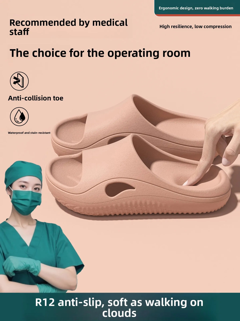 Comfortable Anti-Slip Operating Room Slippers for Men And Women Home Slippers round Toe EVA Material All Seasons Wear