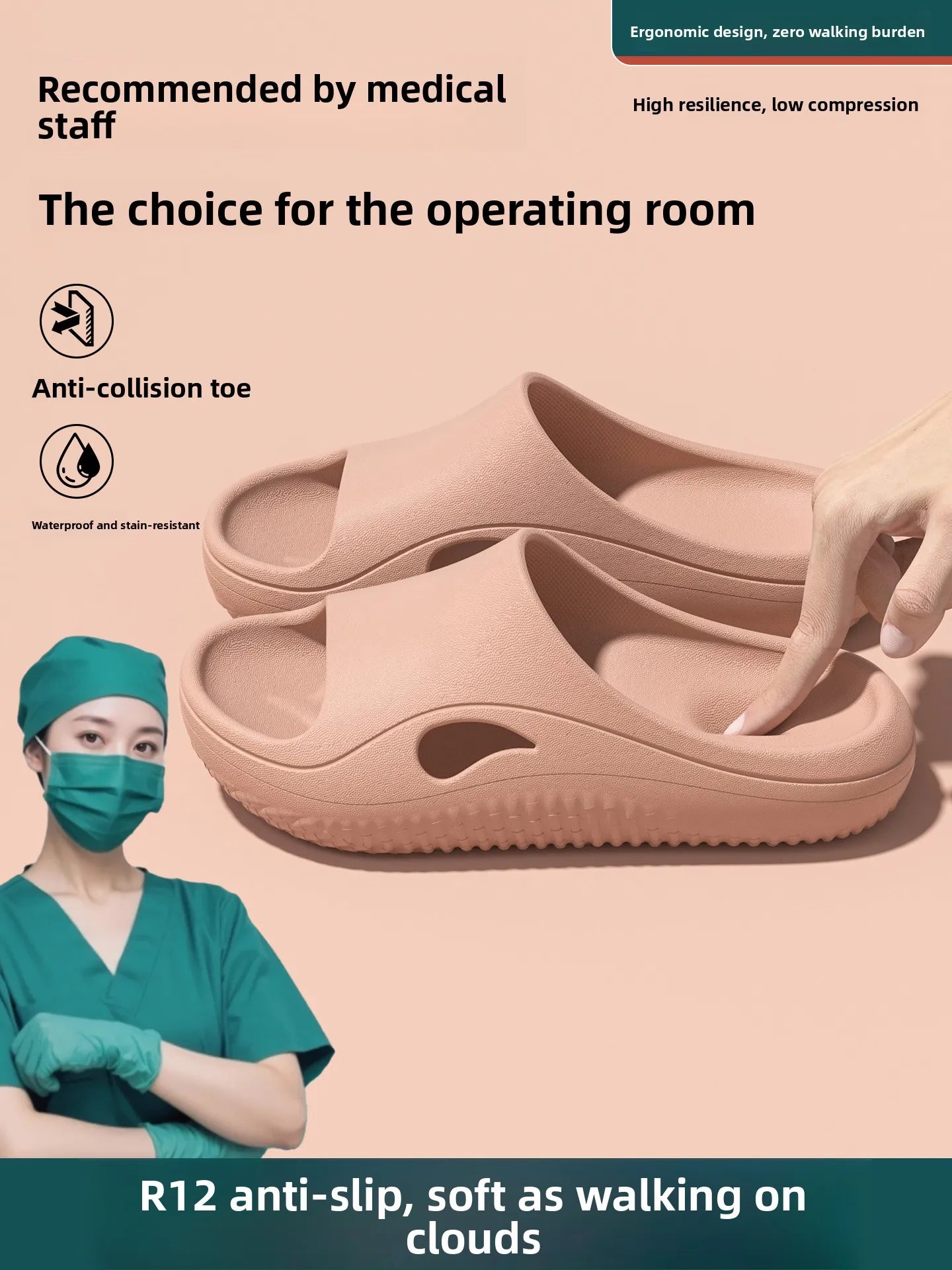 Comfortable Anti-Slip Operating Room Slippers for Men And Women Home Slippers round Toe EVA Material All Seasons Wear