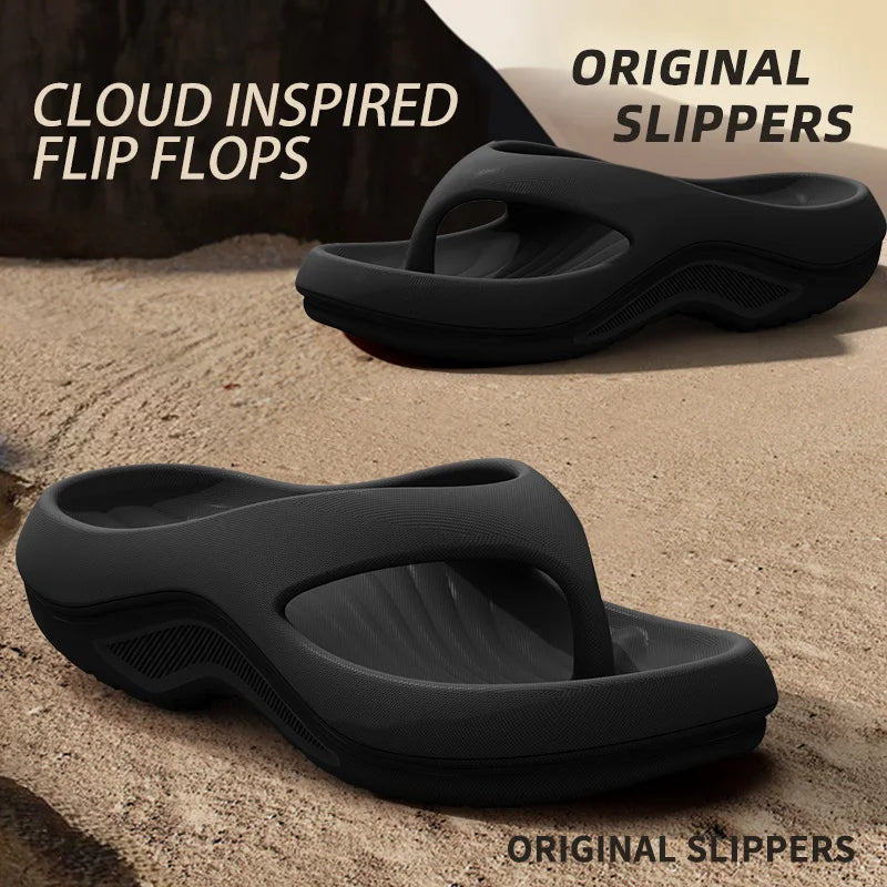 Women's EVA Thick-Heeled Sandals Anti-Slip Odor-Resistant Outdoor Wearable Flip Flops Comfortable Summer Slippers