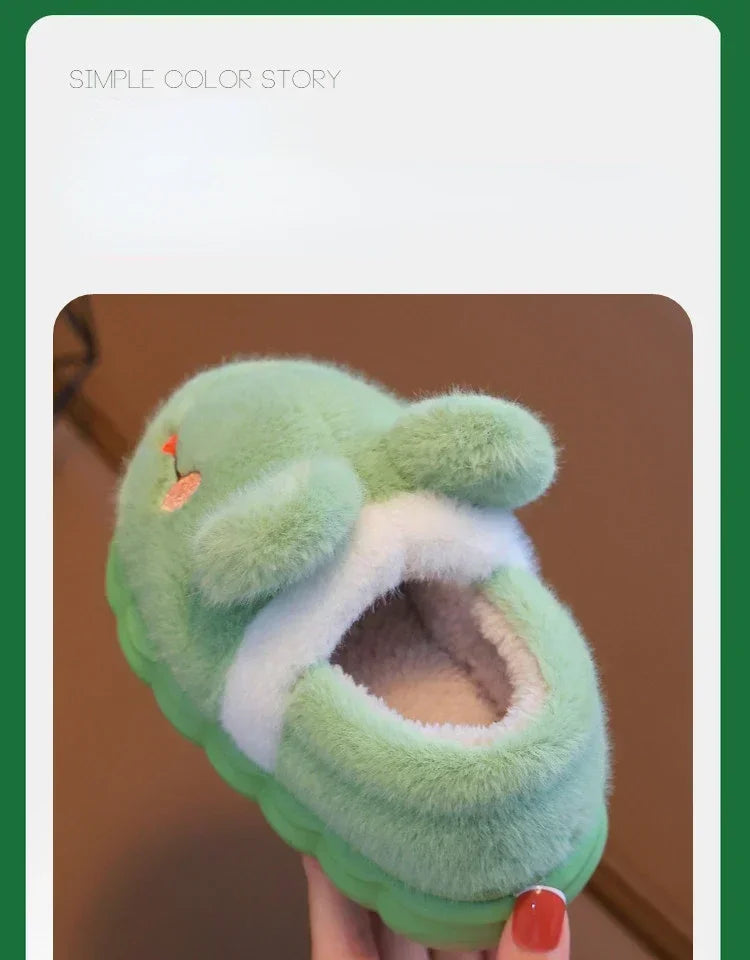 Baby Warm Cotton Shoes Autumn Winter New Boys Girls Cartoon Animal Cotton Slippers Non Slip Comfortable Soft Sole Plush Slippers