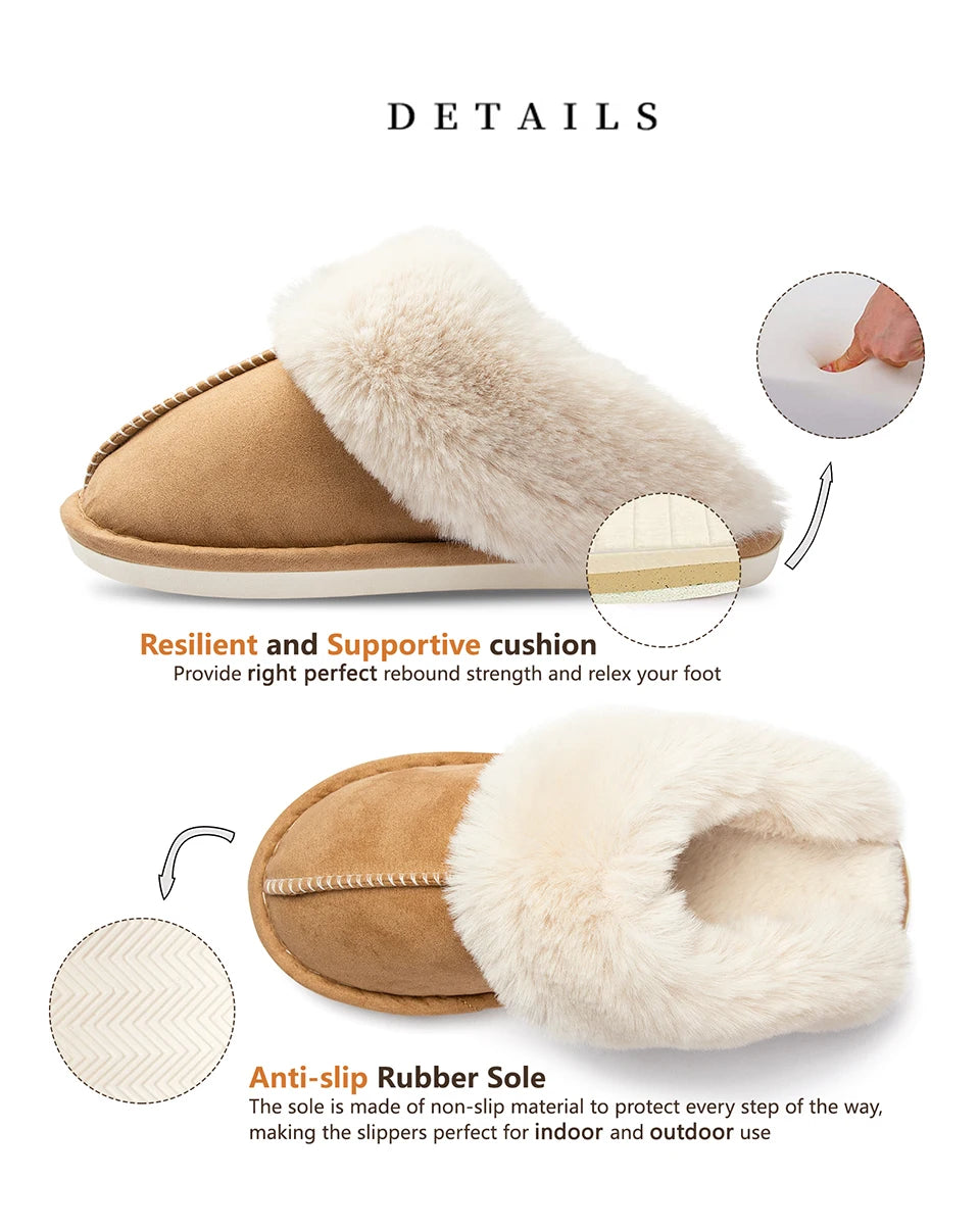 Women's Plush Warm Home Flat Shoes Soft And Comfortable Autumn Winter Cotton Shoes Indoor Plush Couple Slippers