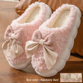 Women's Bow Slippers Thick-Soled Soft-Soled  Bedroom Cotton Shoes  Outdoor Indoor Winter Plush Non-Slip Bow Warm Houseshoes