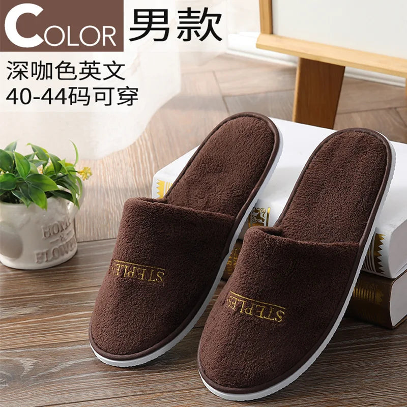 5Pairs/Lot Men Women Disposable Hotel Guest Slippers Cotton Slides Home Travel SPA Slipper Hospitality Cheap Indoor Slip-on