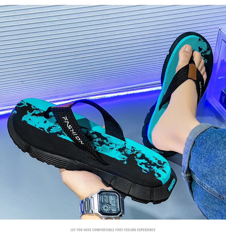 Casual Flip Flops For Men Slippers Beach Sandals Summer Non-Slip Flat Slides Men Slippers Indoor House Shoes Man Male Slipper