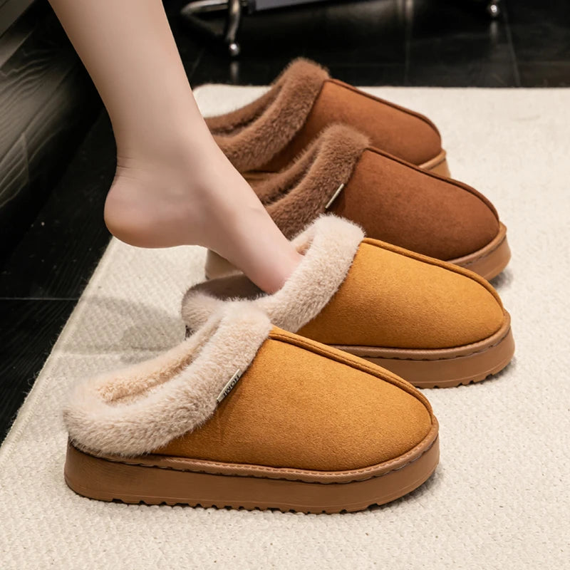 Autumn and Winter Slippers Women's Indoor Home Comfortable Fashion All-match Plush Warm Slippers Unisex Home Shoes for Winter