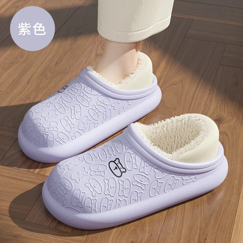 Waterproof Winter Slippers for Women & Men - Non-Slip Plush Scuff Shoes, Thick Sole Indoor/Outdoor Slides for Shower & Home