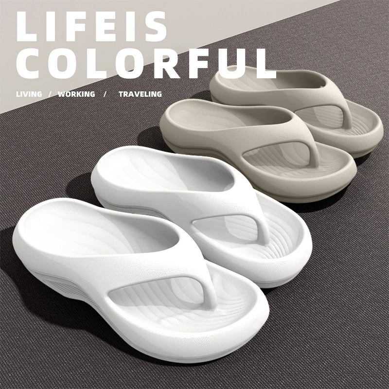 Women's EVA Thick-Heeled Sandals Anti-Slip Odor-Resistant Outdoor Wearable Flip Flops Comfortable Summer Slippers