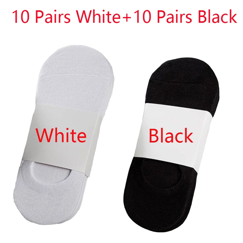 5/10/20 Pairs Summer Boat Socks For Men Non-slip Silicone Invisible Cotton Socks Breathable No-Show Slippers Sport Ankle Socks